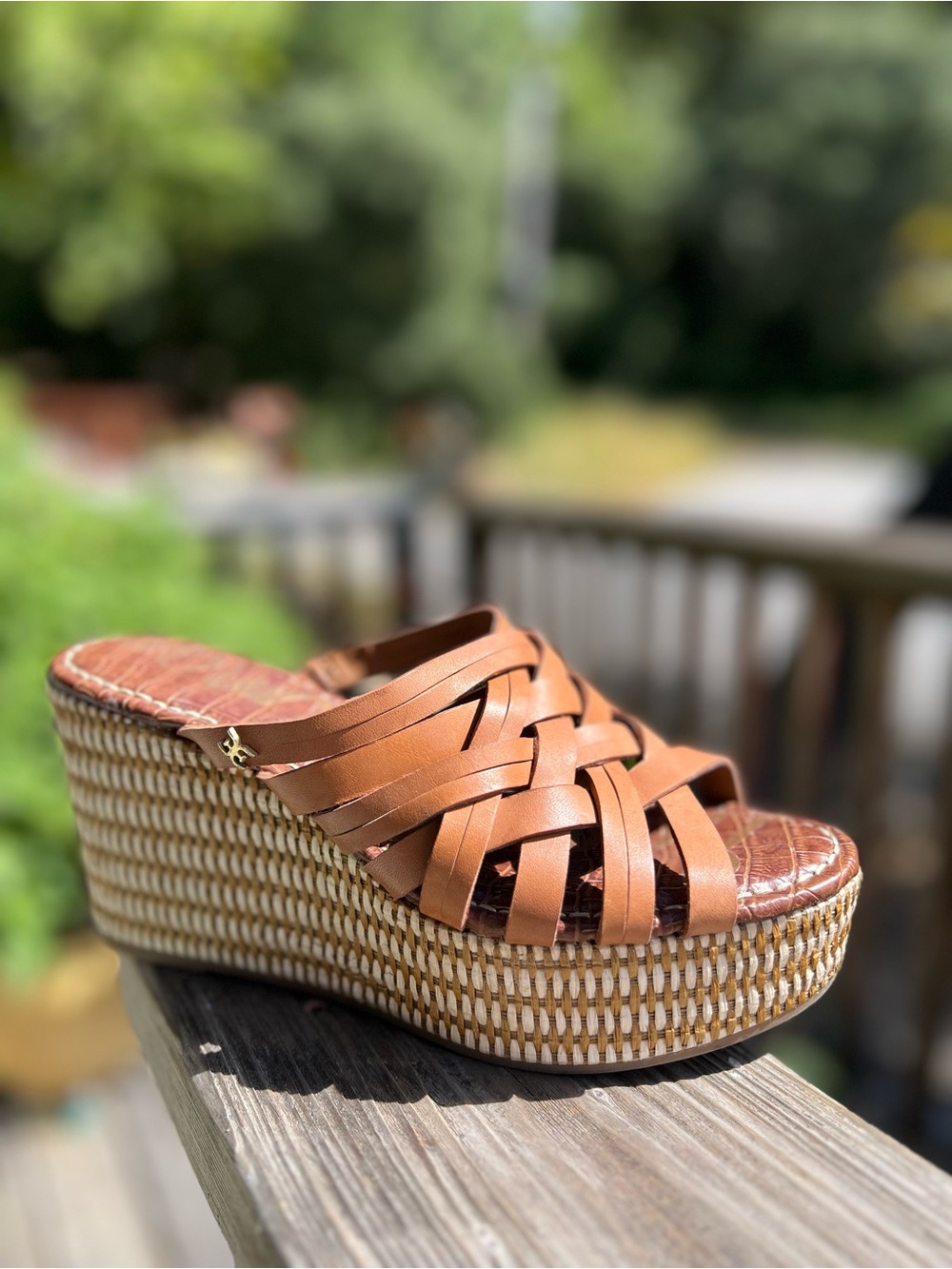 Women’s Tan Woven Platform Slide Sandals - Picture 2 of 4